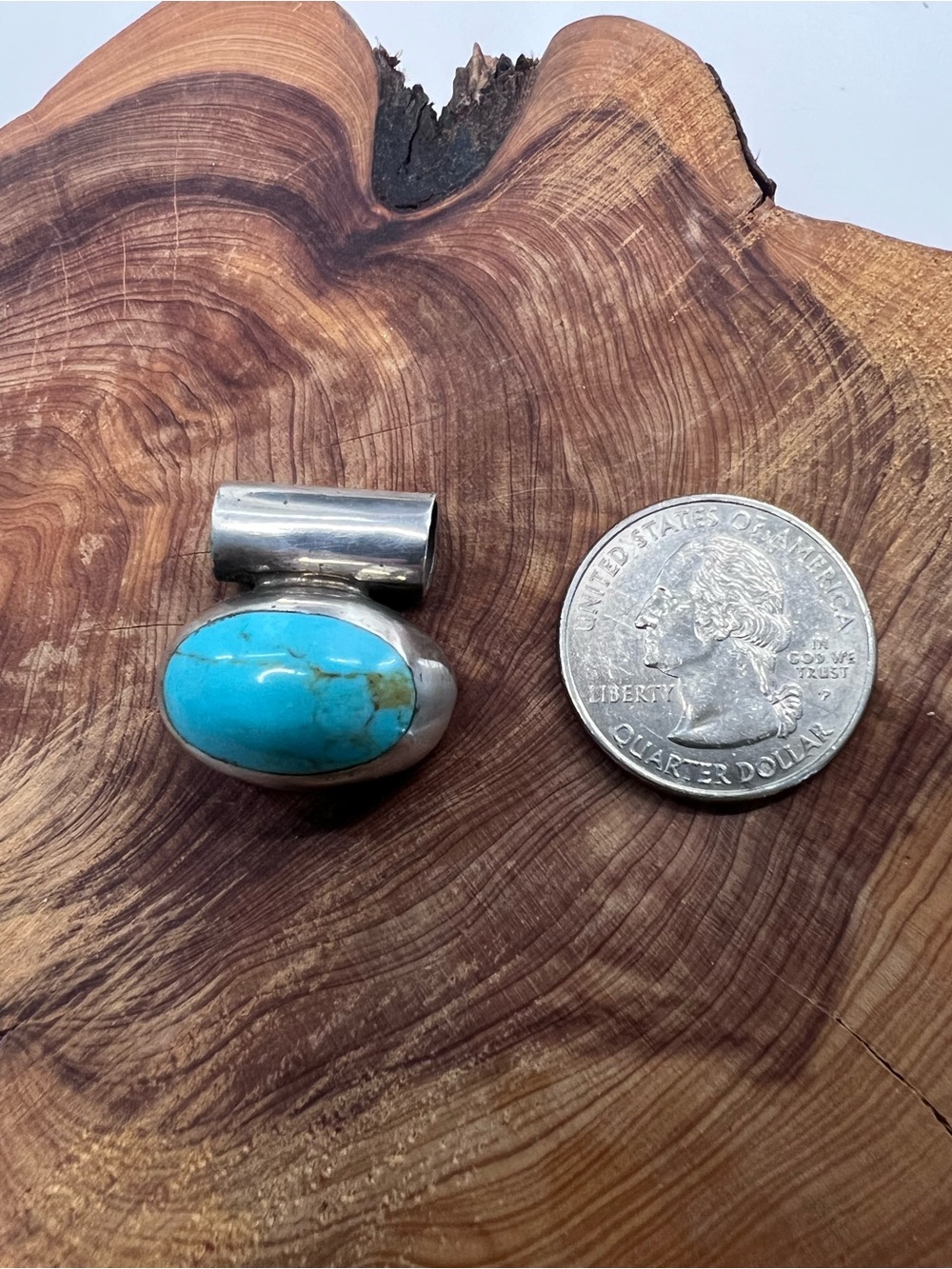 Vintage Mexico Turquoise Slide Pendant - Picture 5 of 5